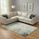 9' X 12' Artichoke Green Ivory And Gray Abstract Washable Area Rug With UV Protection