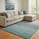 8' X 10' Teal Charcoal And Gray Abstract Washable Area Rug With UV Protection