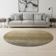 8' Taupe Beige And Gold Ombre Washable Round Rug With UV Protection