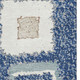5' X 8' Navy Blue Ivory And Beige Geometric Washable Area Rug With UV Protection