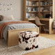 12" Brown and White Faux Fur Cow Print Storage Ottoman