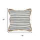 18" Gray And White Beach Striped Cotton Blend Throw Pillow Cover with Texture