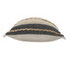 20" Beige And Black Beach Striped Cotton Blend Throw Pillow Cover with Fringe And Texture
