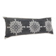 14" X 36" Charcoal White And Cream Lumbar Medallion Cotton Throw Pillow Cover with Tufts