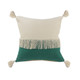 20" Green And Off White Beach Cotton Throw Pillow Cover with Tassels