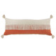 14" X 36" Pumpkin And Off White Lumbar Beach Cotton Throw Pillow Cover with Tassels