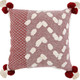 20" Red And White Geometric Cotton Throw Pillow Cover with Tassels Tufts And Texture