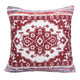 20" Red And Ivory Medallion Cotton Blend Throw Pillow Cover