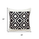 20" Ivory And Blue Diamond Cotton Blend Throw Pillow Cover