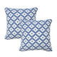 Set of Two 20" Blue And White Geometric Cotton Blend Throw Pillows