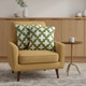 Set of Two 20" Green And White Geometric Cotton Blend Throw Pillows