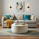 31" White Cement Round Drum Coffee Table