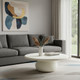 41" Beige Glass Round Pedestal Coffee Table