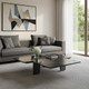 47" Black Genuine Marble and Solid Wood Free Form Coffee Table