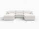 120" White Linen Blend Modular Universal Sofa With Ottoman And Storage