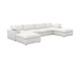 160" White Linen Blend Modular Sofa With Ottomans Toss Pillows And Storage