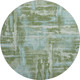 8' Fern Green And Sky Blue Abstract Washable Round Rug With UV Protection