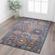 3' X 5' Denim Blue And Merlot Medallion Washable Area Rug With UV Protection