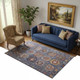 5' X 8' Denim Blue And Merlot Medallion Washable Area Rug With UV Protection