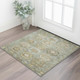 3' X 5' Sage And Beige Medallion Washable Area Rug With UV Protection