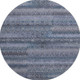 8' Taupe And Blue Striped Washable Round Rug With UV Protection