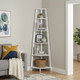 71" White Wood Five Tier Corner Bookcase