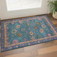 3' X 5' Teal And Blush Oriental Washable Area Rug With UV Protection