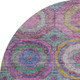 8' Pink And Blue Geometric Washable Round Rug With UV Protection