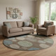 8' Chocolate And Teal Geometric Washable Round Rug With UV Protection