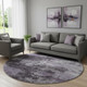 8' Purple And Lavender Abstract Washable Round Rug With UV Protection