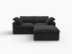 80" Light Gray Linen Blend Modular Loveseat With Storage Ottoman
