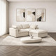 80" Khaki Linen Blend Modular Loveseat With Storage Ottoman