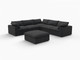 Black Linen Blend Modular L Shaped Six Piece Corner Sectional