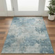 3' X 5' Teal And Taupe Abstract Washable Area Rug With UV Protection
