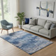 5' X 8' Navy Blue And Denim Blue Abstract Washable Area Rug With UV Protection