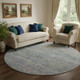 8' Plum And Lavender Abstract Washable Round Rug With UV Protection