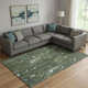10' X 14' Fern Green And Blue Abstract Washable Area Rug With UV Protection