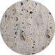 8' Linen And Beige Abstract Washable Round Rug With UV Protection