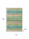 9' X 12' Sage And Peach Striped Washable Area Rug With UV Protection