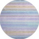 8' Lavender And Sky Blue Striped Washable Round Rug With UV Protection