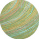 8' Green And Peach Abstract Washable Round Rug With UV Protection