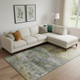 10' X 14' Olive Green And Gold Abstract Washable Area Rug With UV Protection