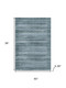 3' X 5' Sage And Blue Striped Washable Area Rug With UV Protection