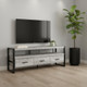 59" Black and Gray Cabinet Enclosed Storage TV Stand