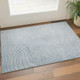 3' X 5' Sky Blue And Silver Abstract Washable Area Rug With UV Protection
