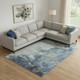 9' X 12' Pale Aqua And Taupe Abstract Washable Area Rug With UV Protection