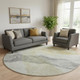 8' Beige And Gray Abstract Washable Round Rug With UV Protection