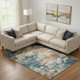 10' X 14' Teal And Copper Abstract Washable Area Rug With UV Protection