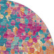 8' Blush And Teal Abstract Washable Round Rug With UV Protection