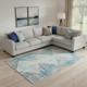 10' X 14' Teal And Beige Geometric Washable Area Rug With UV Protection